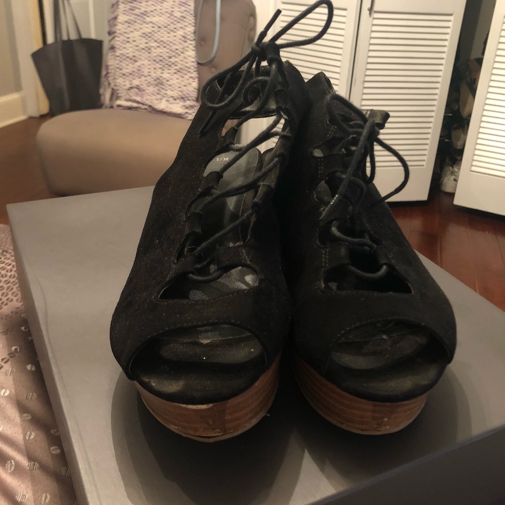 Black Suede Lace Up Platforms